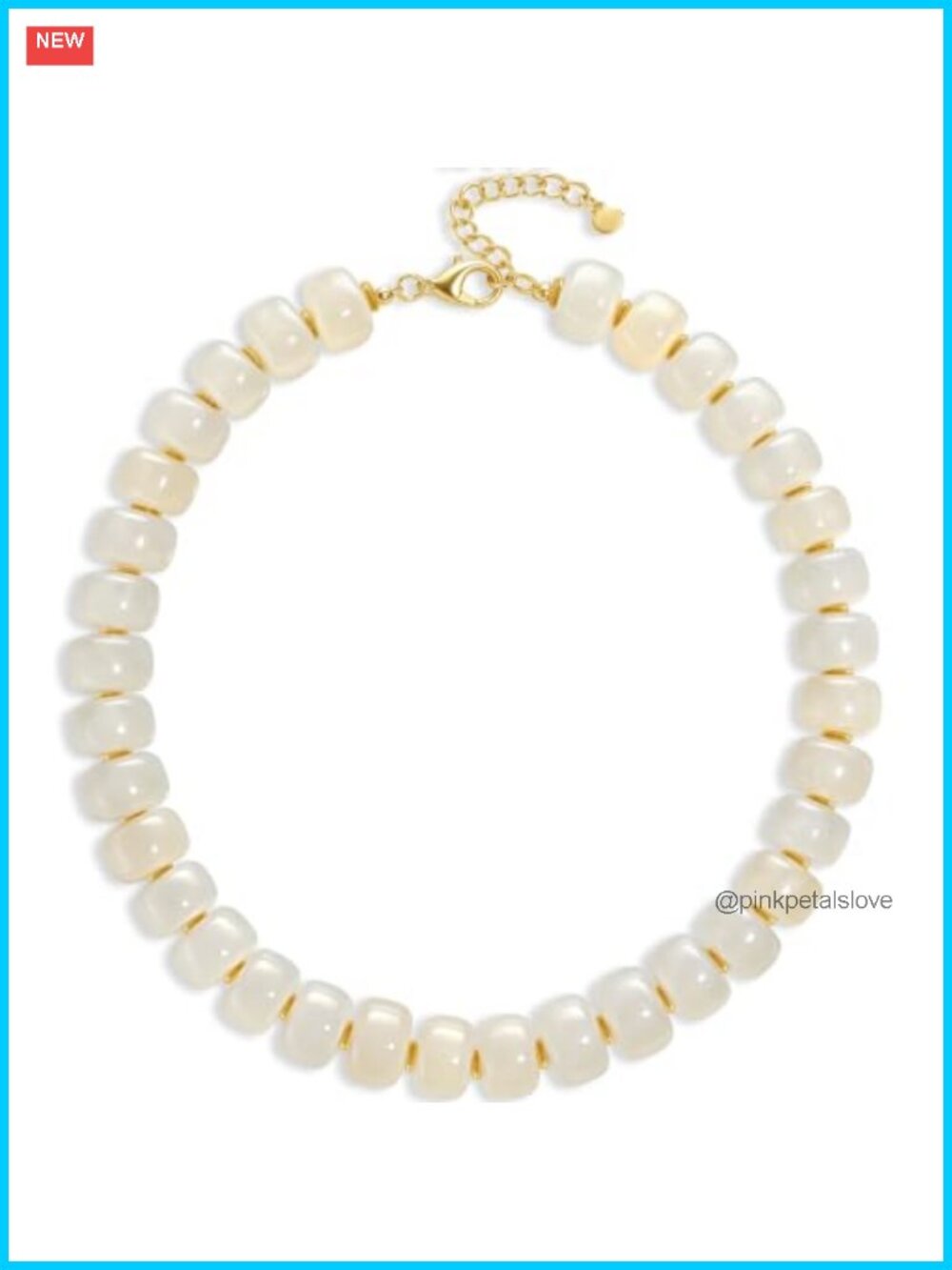 Chunky Resin Beaded Necklace with Gold Tone Spacers Adjustable Statement Jewelry